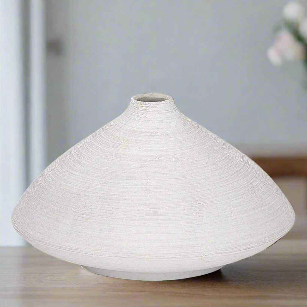 Sharyn Ceramic Short Round Vase with Flared Belly