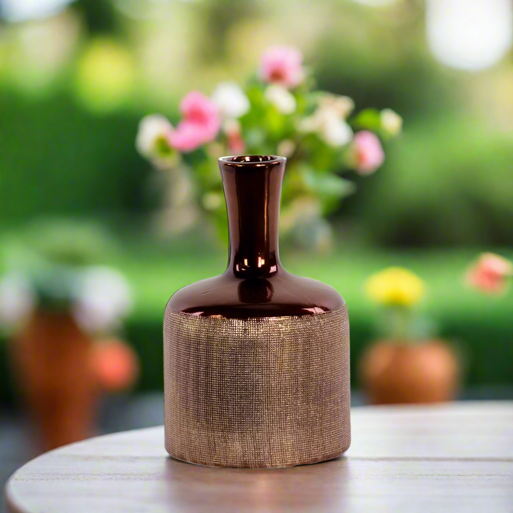 Indie Engraved Ceramic Bottle Vase