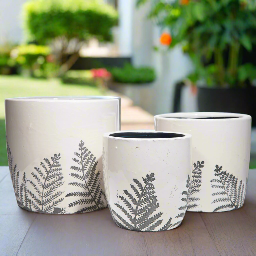 Priscilla Ceramic Round Planter Set (Set of 3)