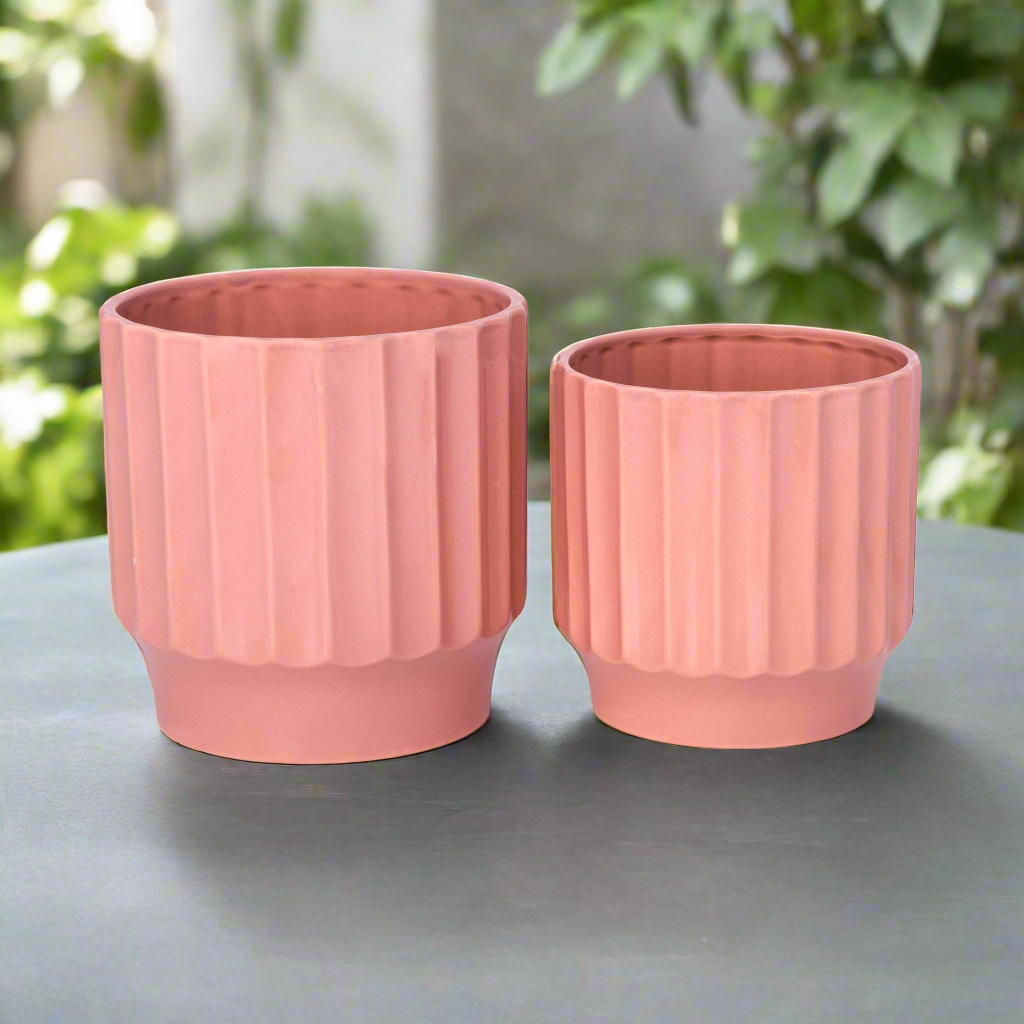 Quessara Ceramic Planter with Stand Set (Set of 2)