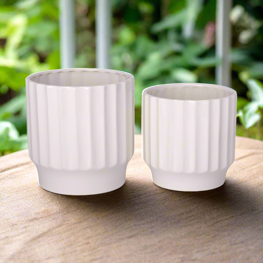 Quessara Ceramic Planter with Stand Set (Set of 2)