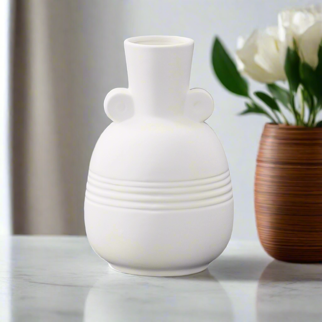 Vesari Embossed Banded Ceramic Vase