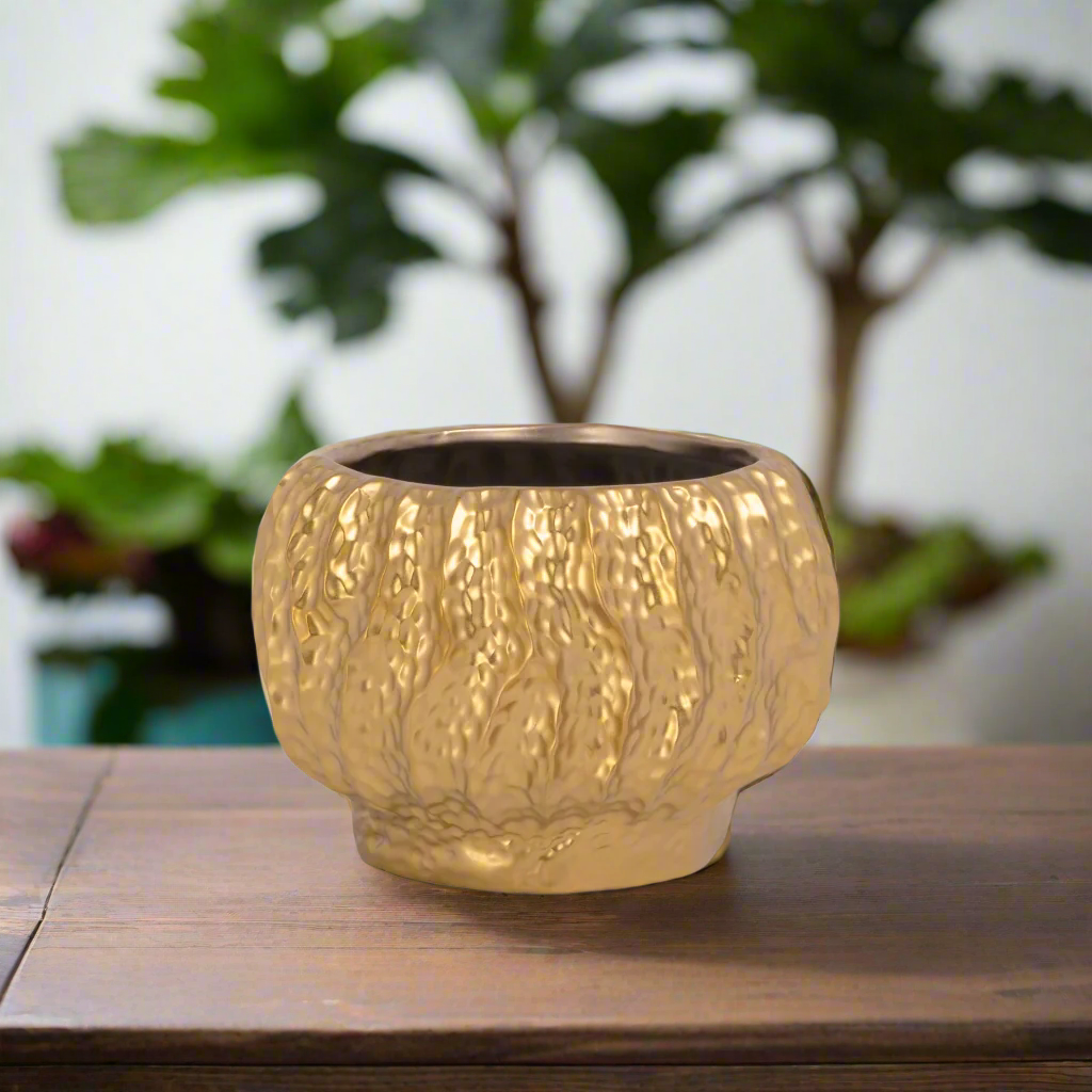 Bella Stoneware Gold Pot