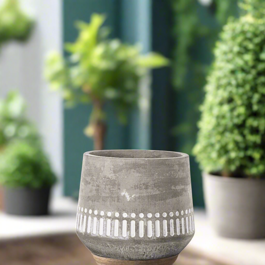 Talia Cement Tribal Round Pot