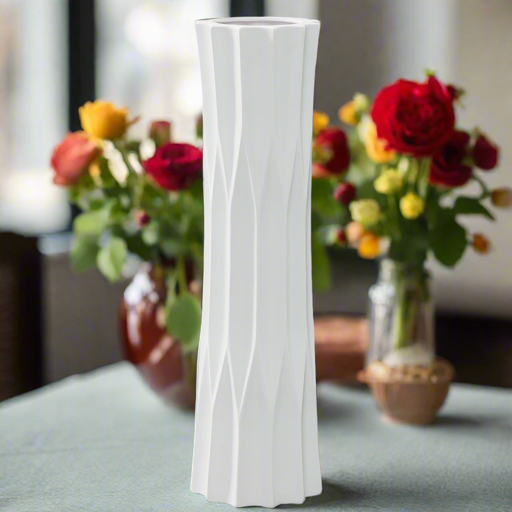 Kaia Ceramic Embossed Diamond Vases
