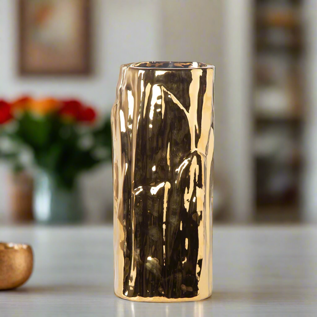 Sabine Ceramic Round Embossed Abstract Vase