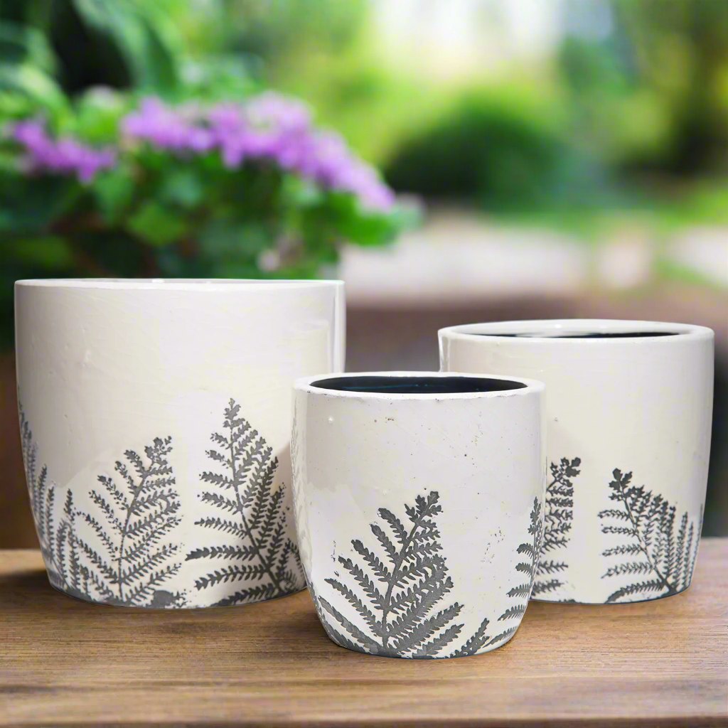 Priscilla Ceramic Round Planter Set (Set of 3)