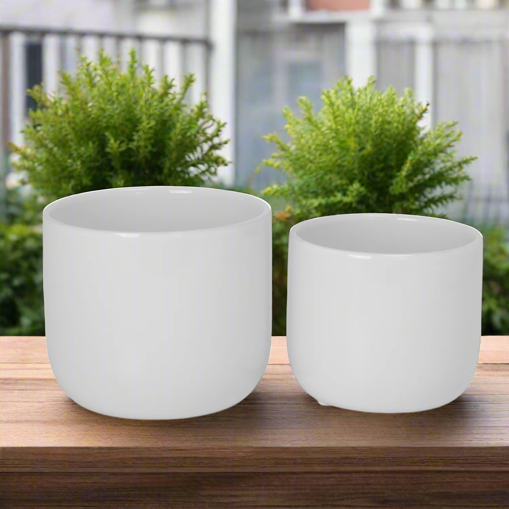 Orvane Gloss White Planter Set (Set of 2)