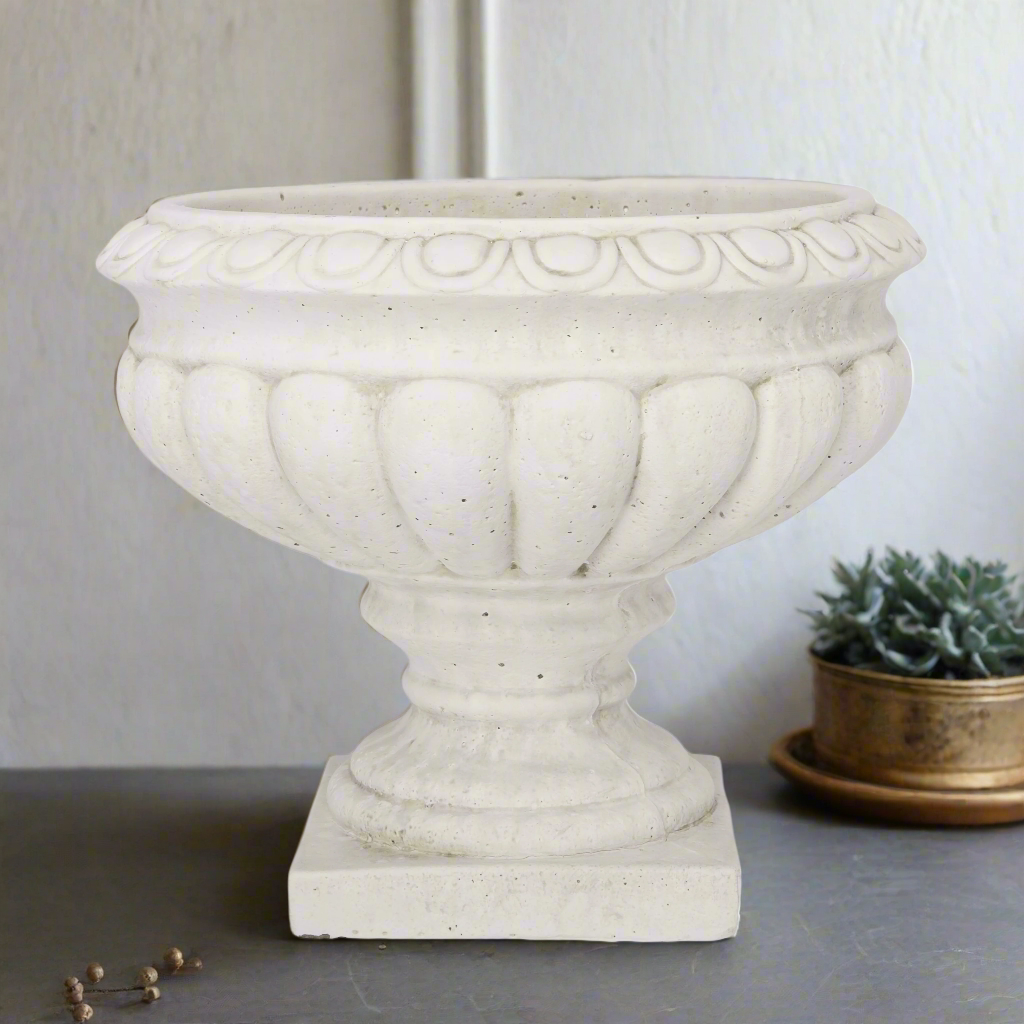 Niomie Cement Low Classic Urn Vase with Tapered Bottom
