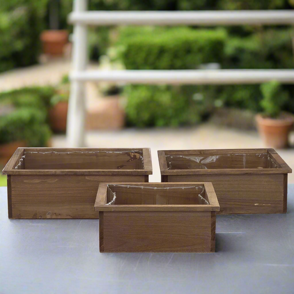 Aelric Wooden Square Planter Set (Set of 3)