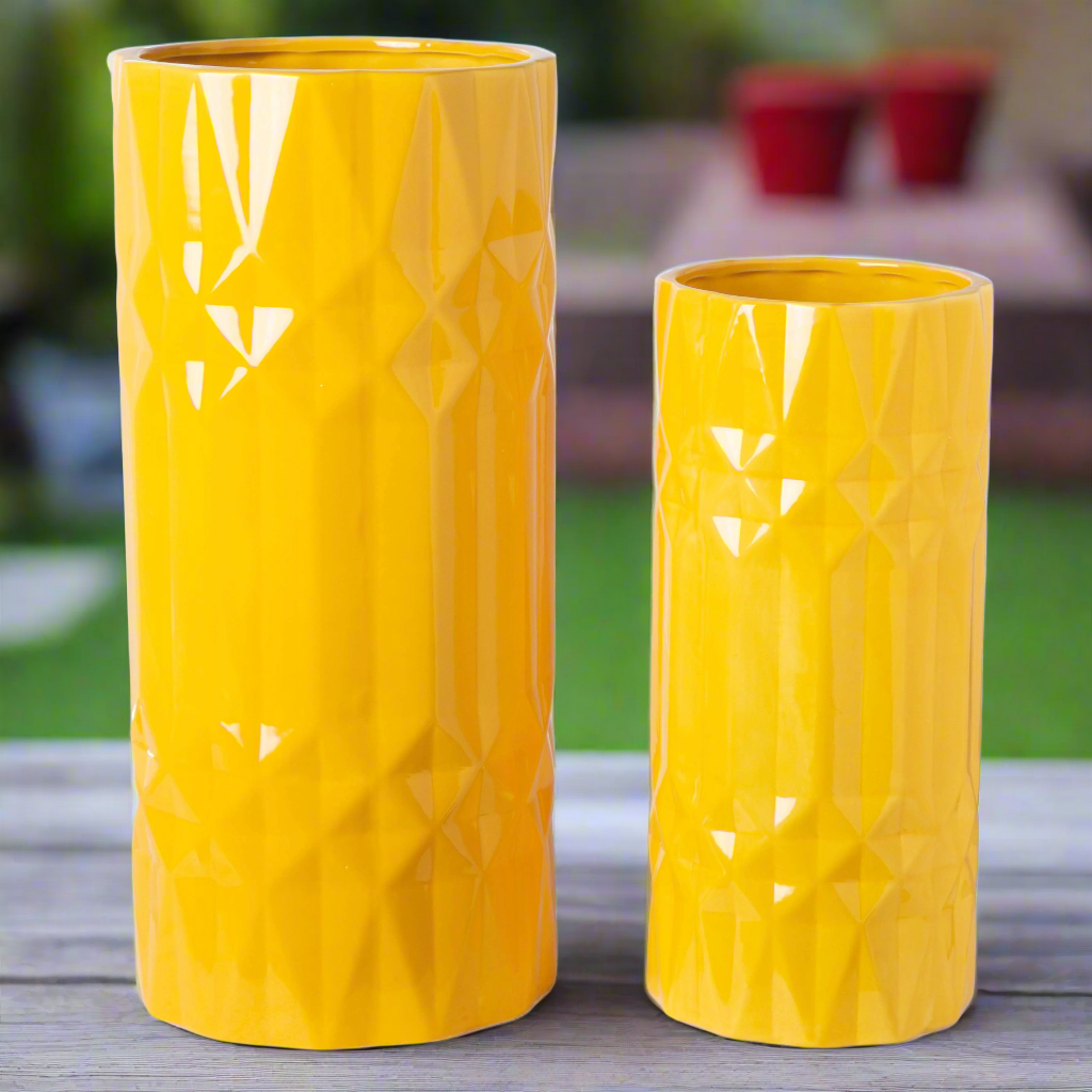 Priya Ceramic Tall Round Planter/Vase Set (Set of 2)