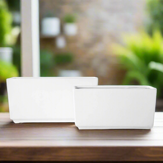 Deyra Tapered Rectangle Ceramic Planter Set (Set of 2)