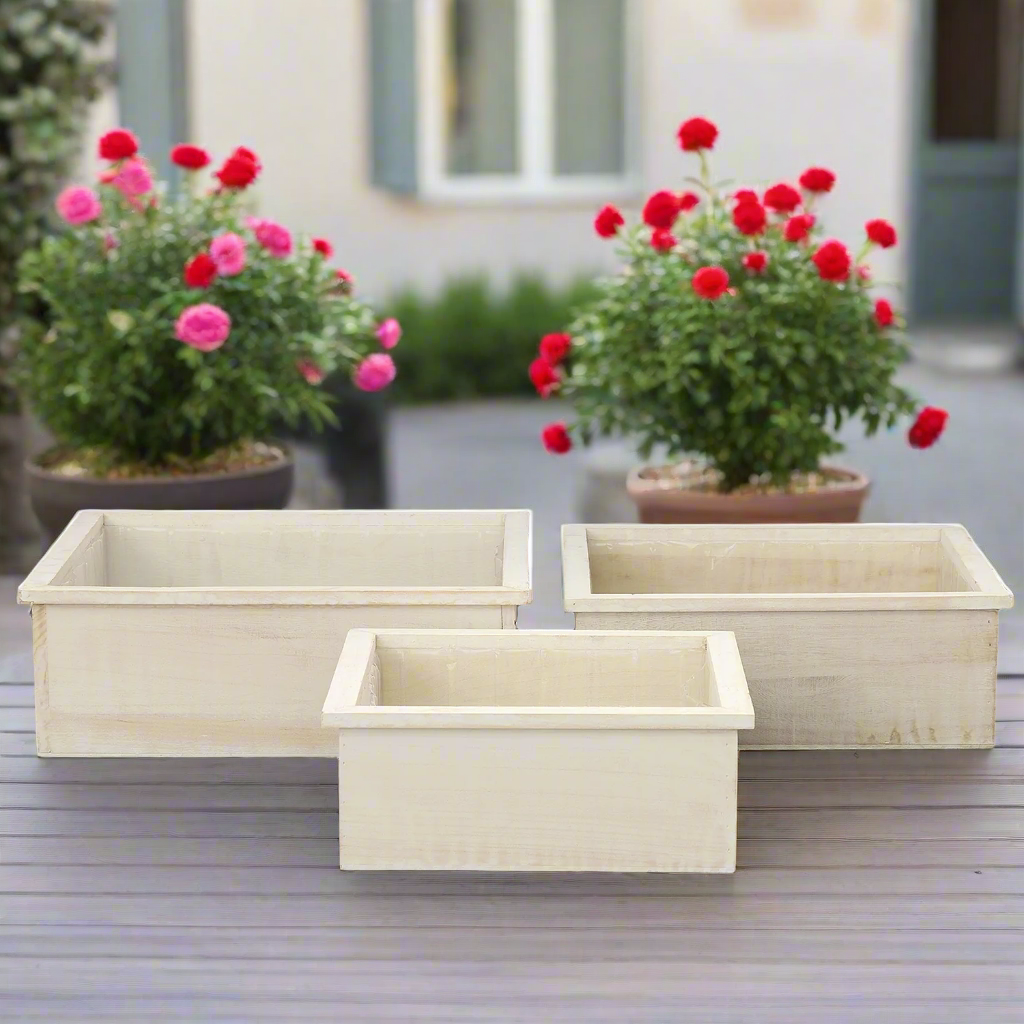 Aelric Wooden Square Planter Set (Set of 3)