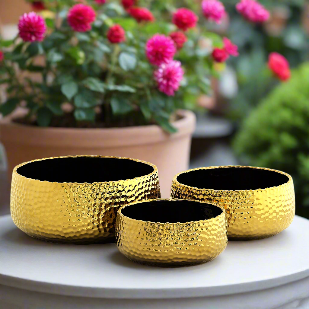 Zyros Hammered Ceramic Planter Set (Set of 3)
