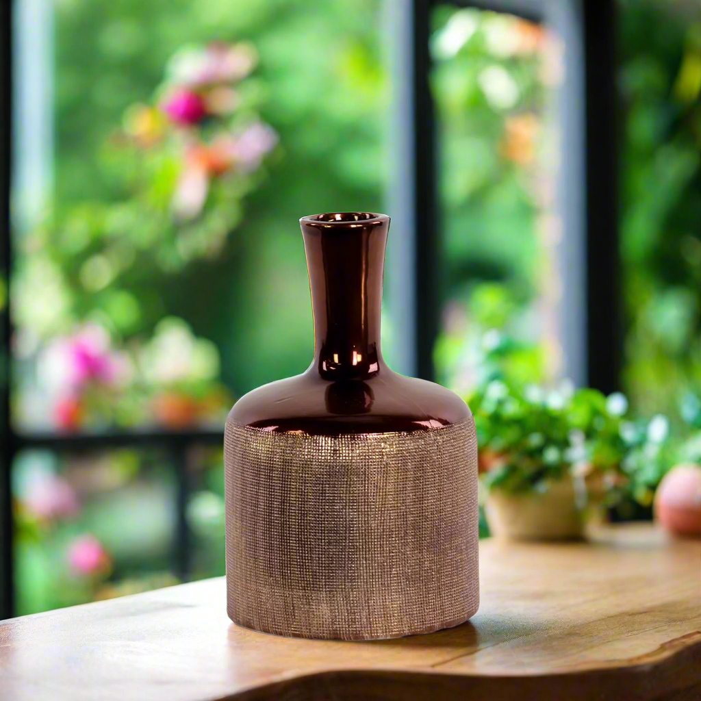 Indie Engraved Ceramic Bottle Vase