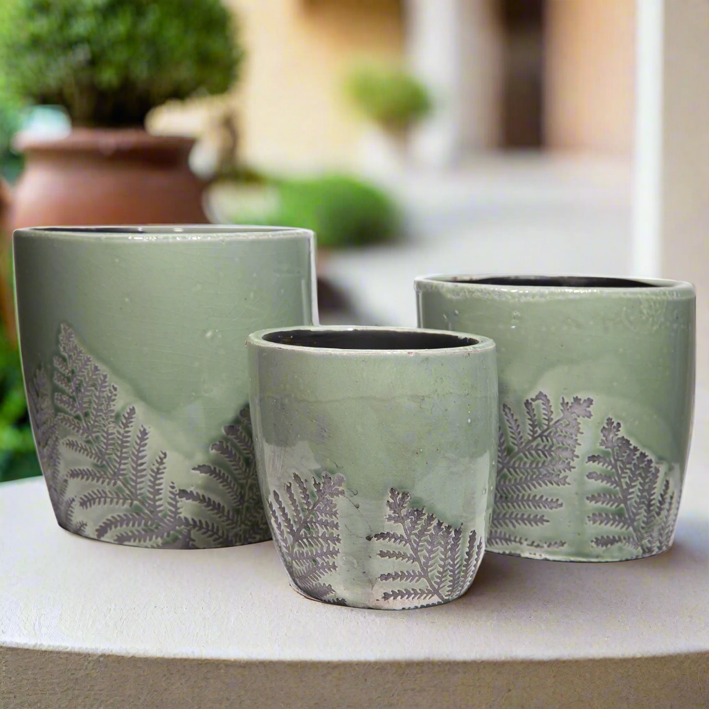 Priscilla Ceramic Round Planter Set (Set of 3)