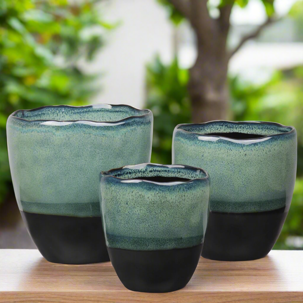 Harvella Irregular Rim Ceramic Planter Set (Set of 3)