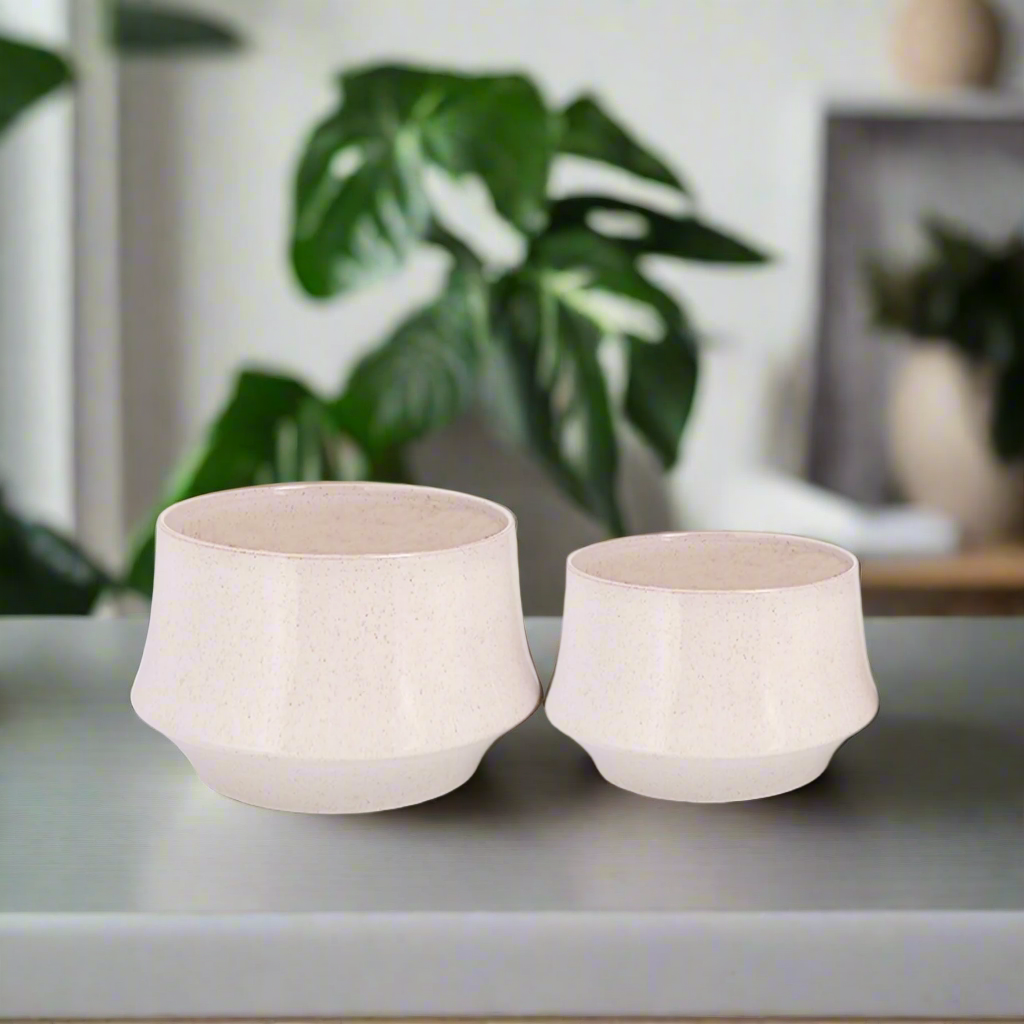 Rivana White Ceramic Planter Set (Set of 2)