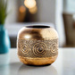 Olea Metal Round Candle Holder with Banded Pinhole Pattern