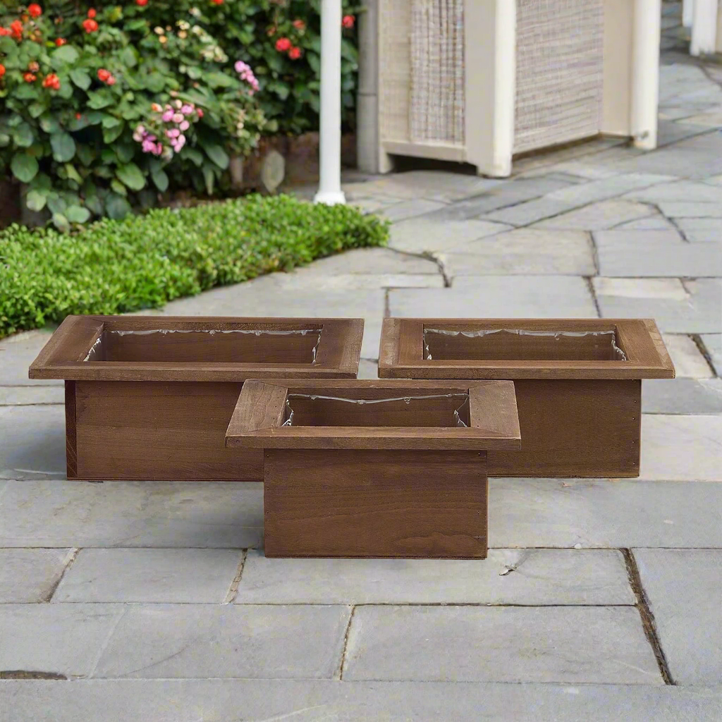 Ceynar Wooden Edge Square Planter Set (Set of 3)
