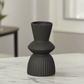 Veridia Ceramic Round Vase with Trumpet Mouth and Debossed Line Column Design