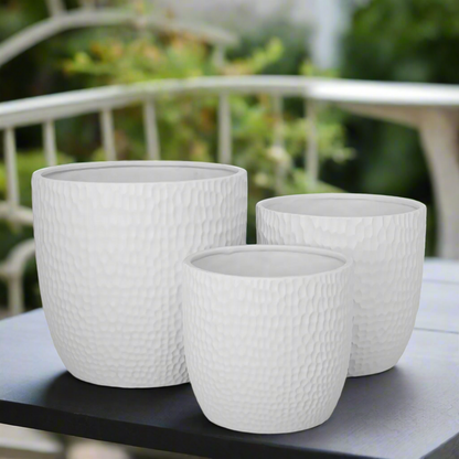 Faye Ceramic Round Planter Set (Set of 3)