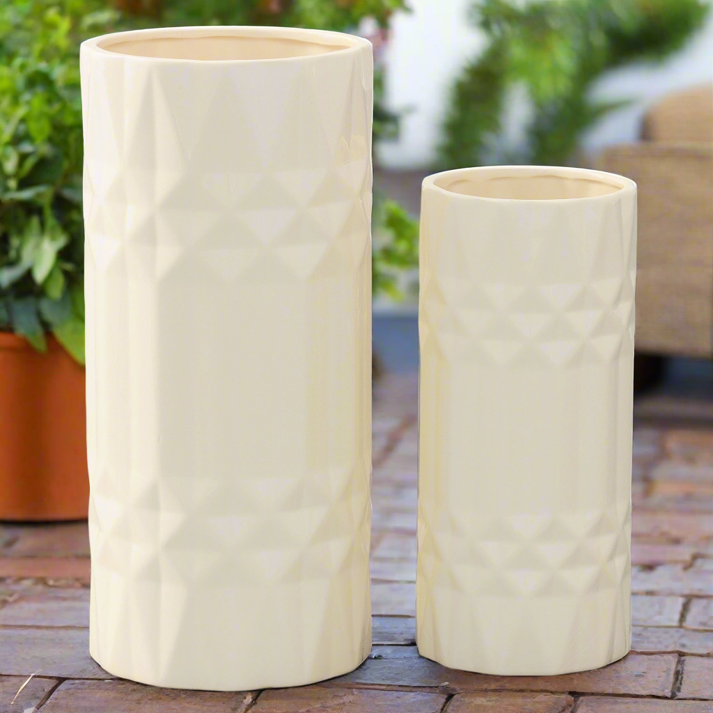 Priya Ceramic Tall Round Planter/Vase Set (Set of 2)