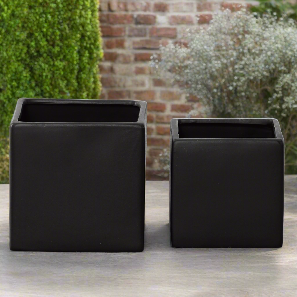 Odette Handcrafted Ceramic Square Planter Set (Set of 2)