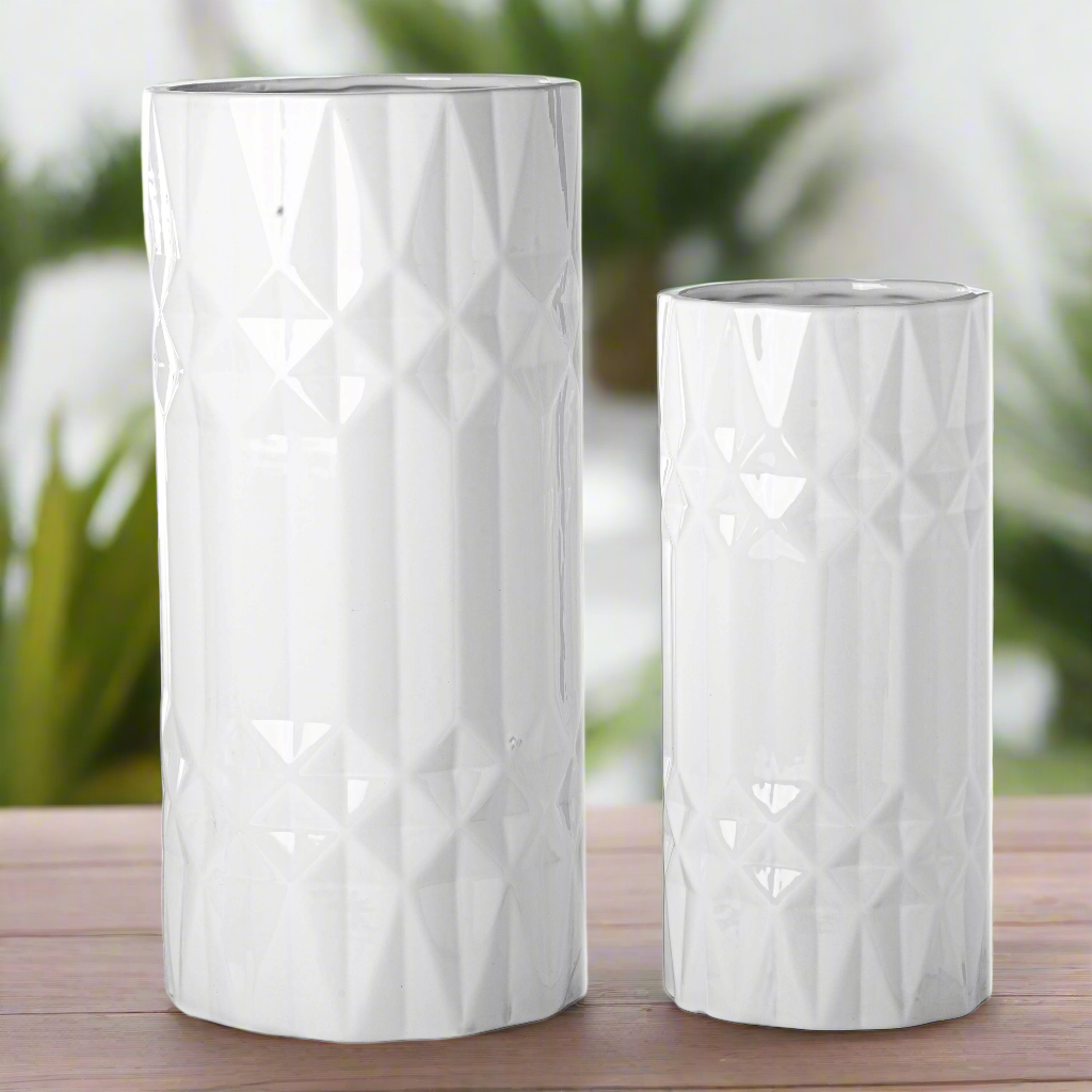 Priya Ceramic Tall Round Planter/Vase Set (Set of 2)