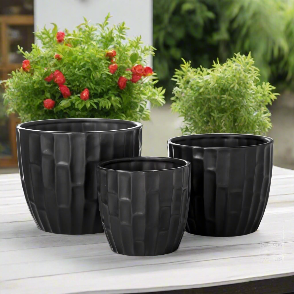 Palis Ceramic Round Planter Set (Set of 3)