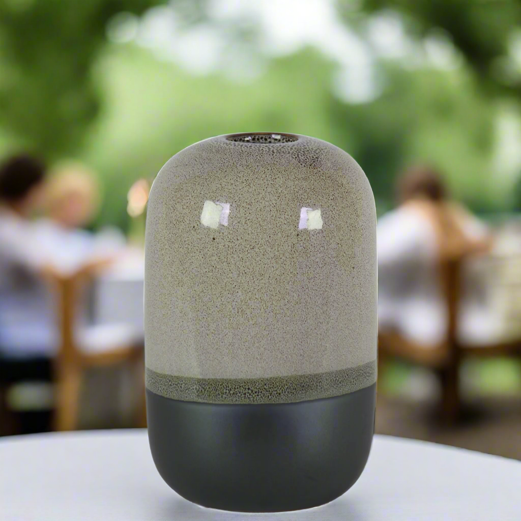 Saskia Ceramic Cylinder Vase with Black Banded Rim