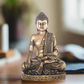 Deirdre Cement Meditating Buddha Figurine in Bhumisparsha Mudra with Shoulder Sash on Base