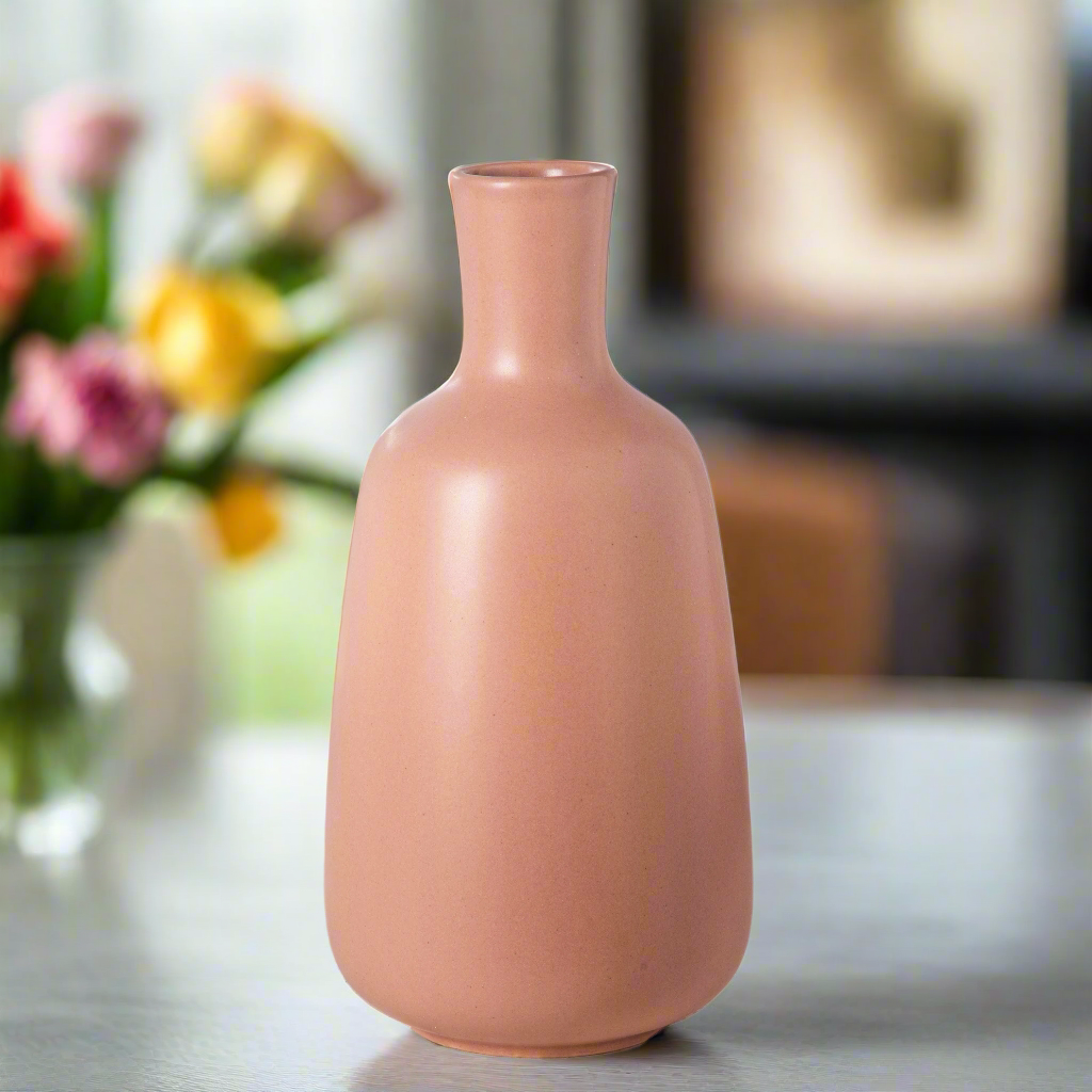Candice Ceramic Round Bellied Vase with Short Neck Design