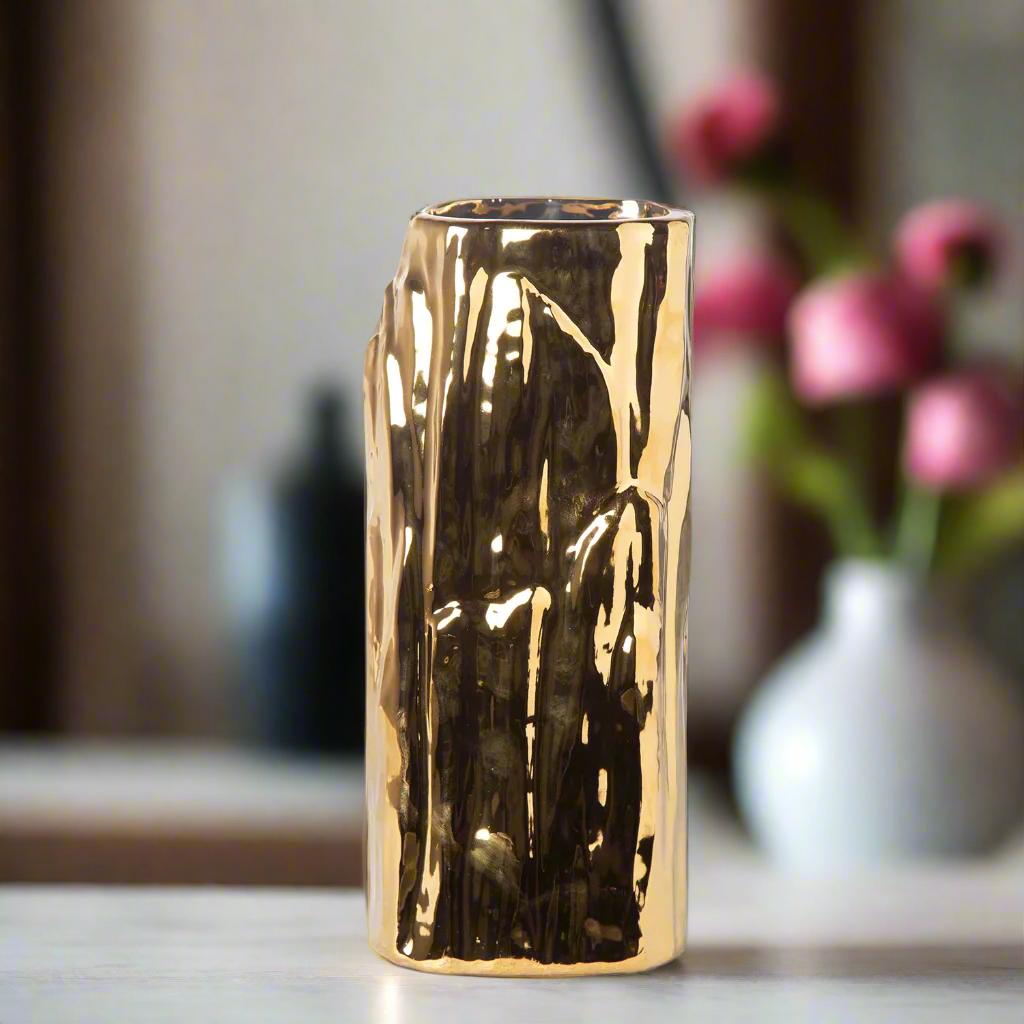 Sabine Ceramic Round Embossed Abstract Vase