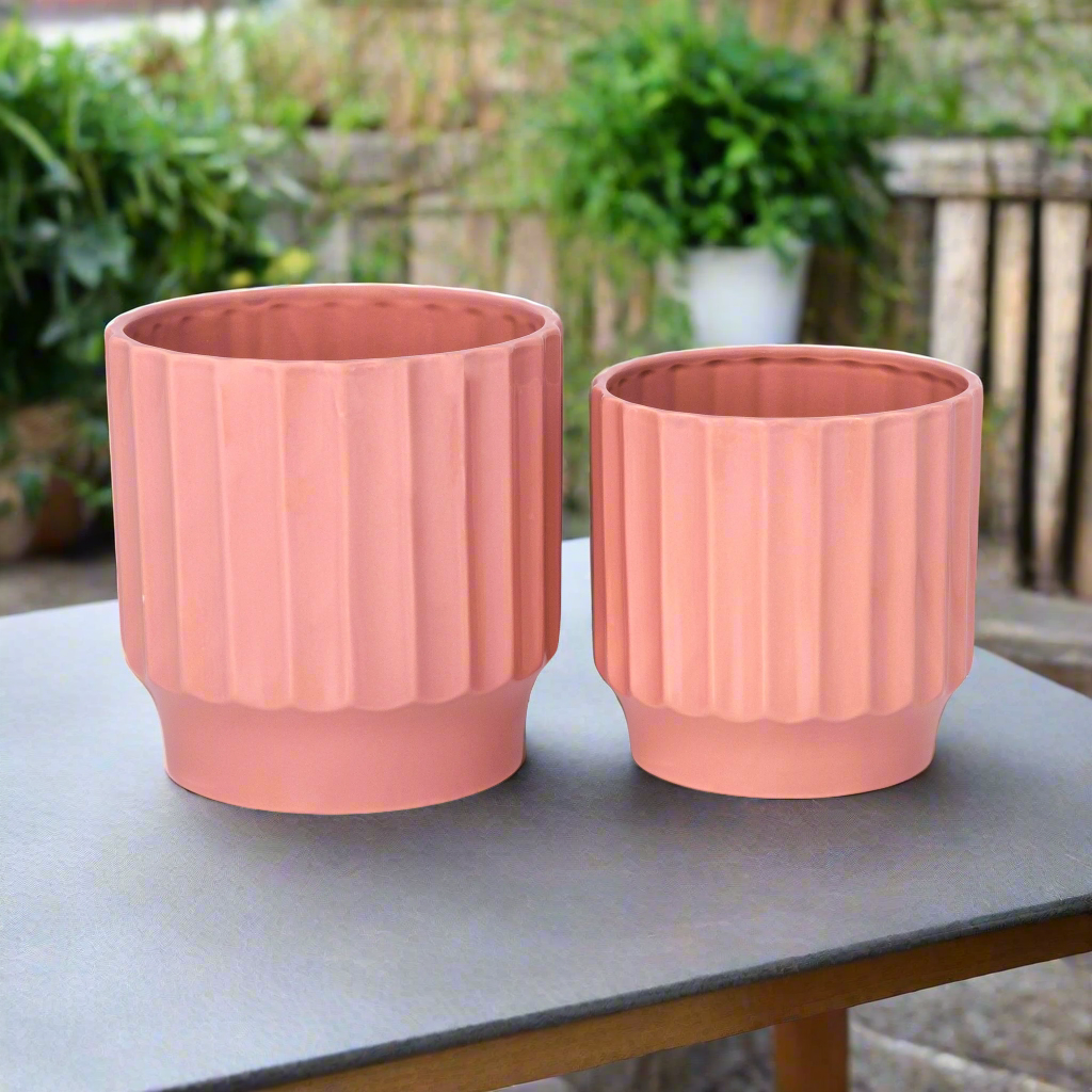Quessara Ceramic Planter with Stand Set (Set of 2)