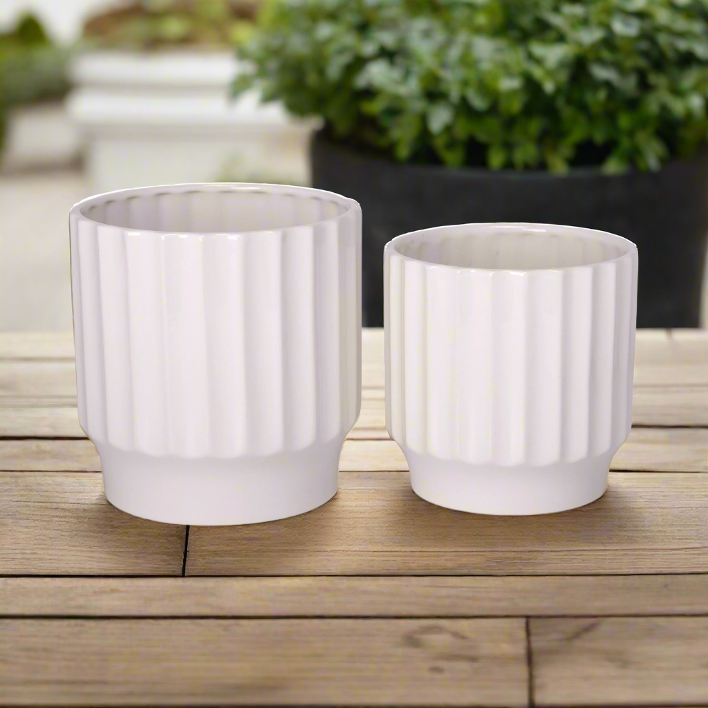 Quessara Ceramic Planter with Stand Set (Set of 2)