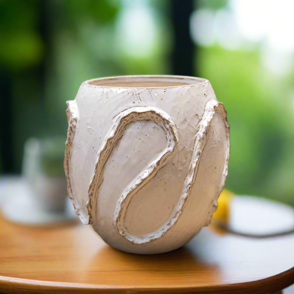 Lorah Ceramic Rustic Wave Vase