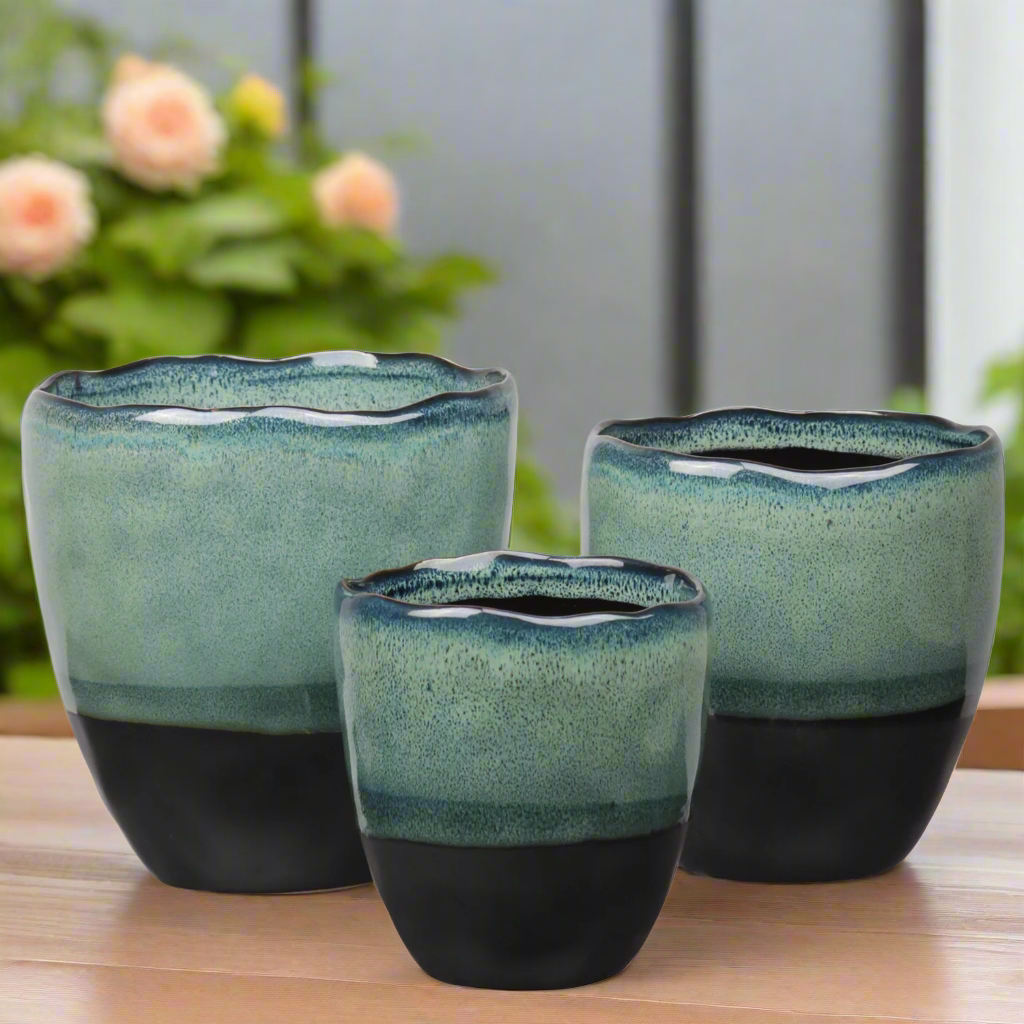 Harvella Irregular Rim Ceramic Planter Set (Set of 3)