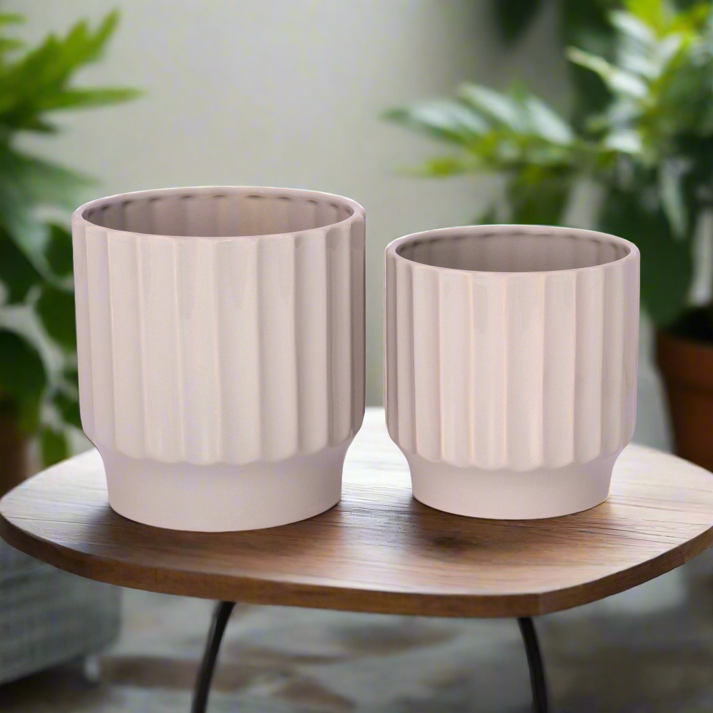 Quessara Ceramic Planter with Stand Set (Set of 2)