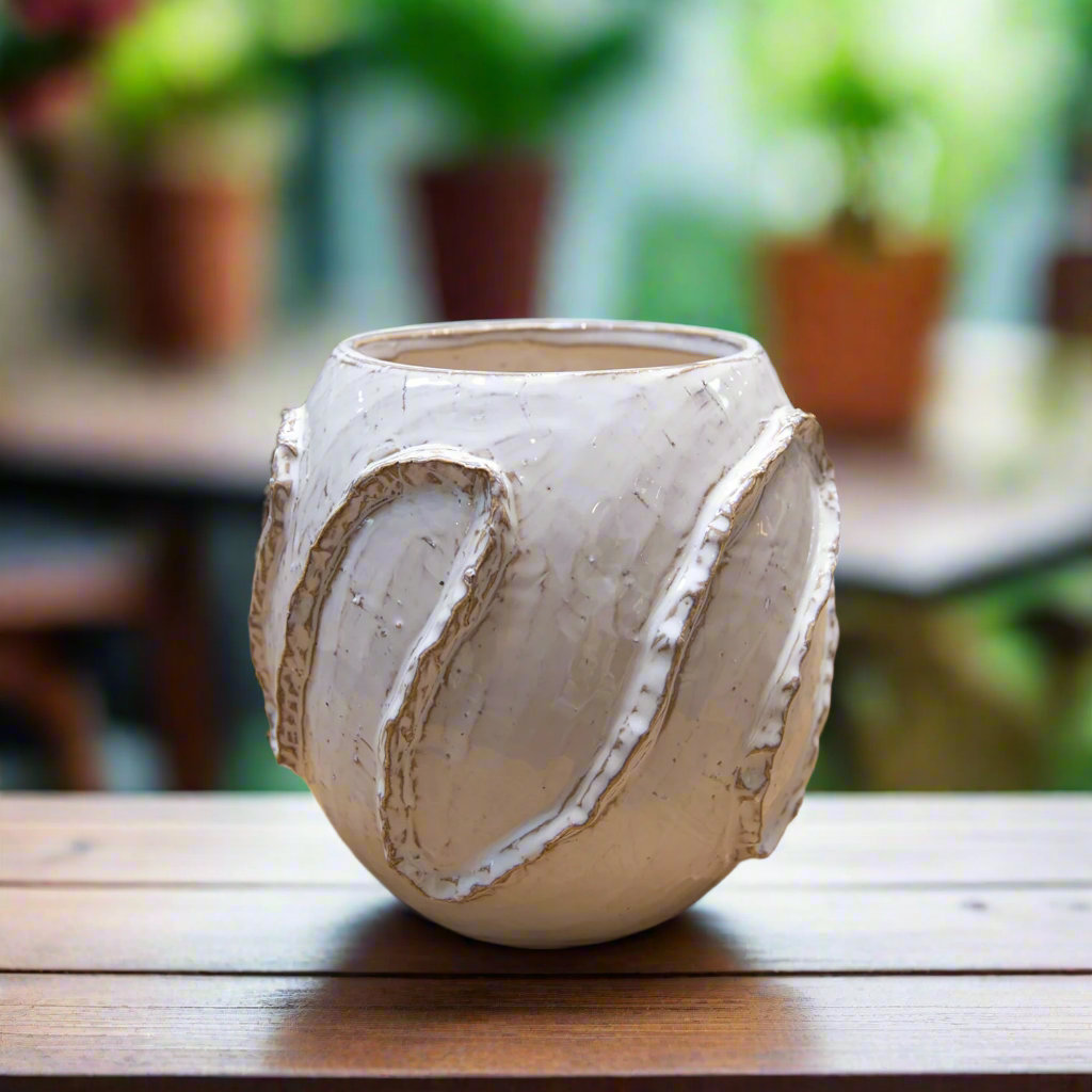 Lorah Ceramic Rustic Wave Vase