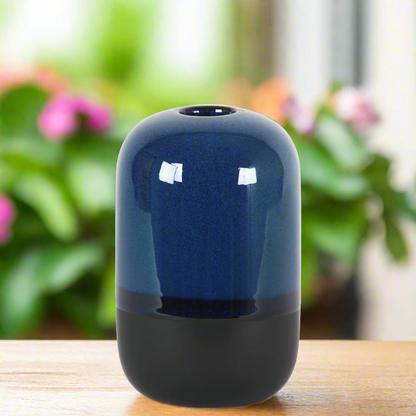 Saskia Ceramic Cylinder Vase with Black Banded Rim