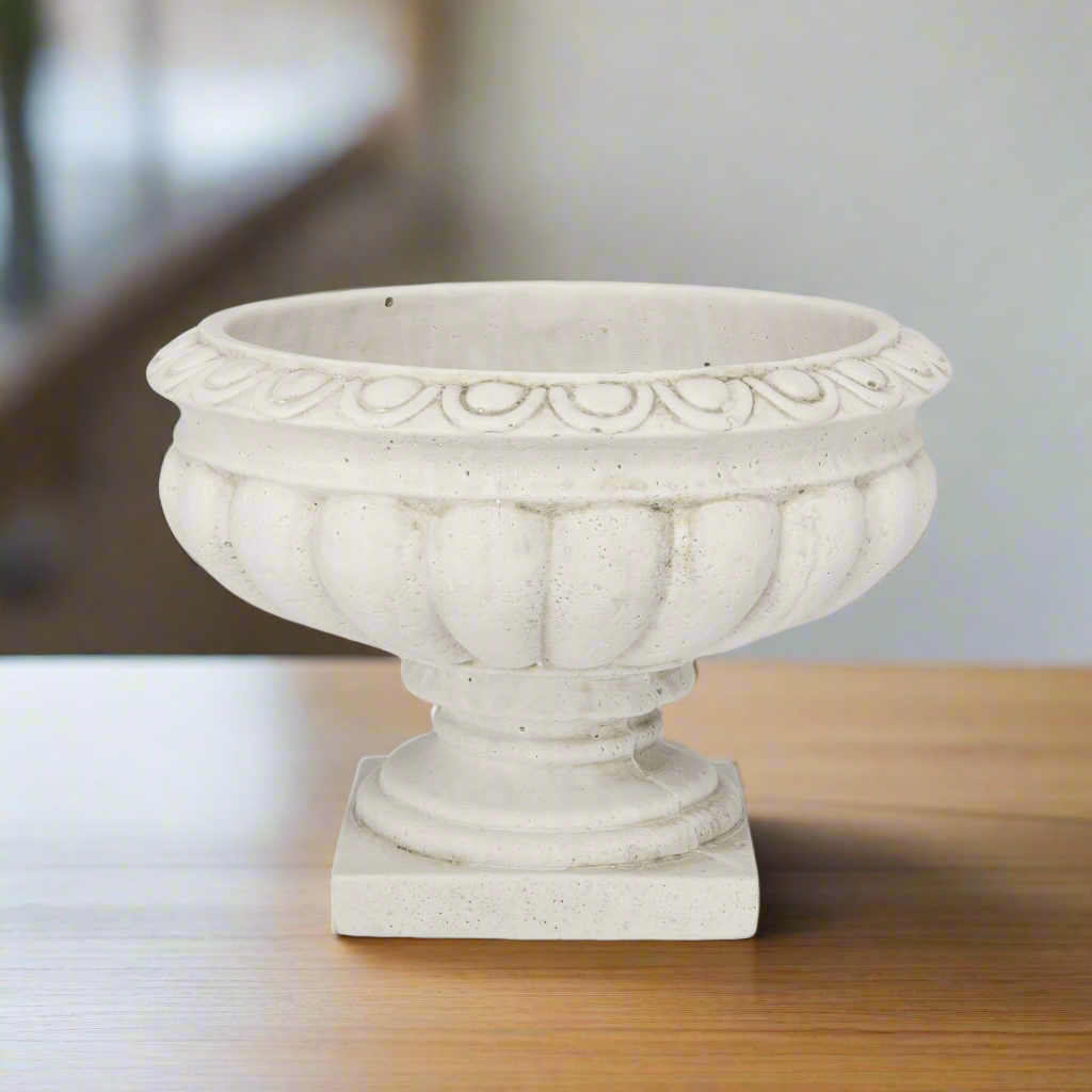 Niomie Cement Low Classic Urn Vase with Tapered Bottom