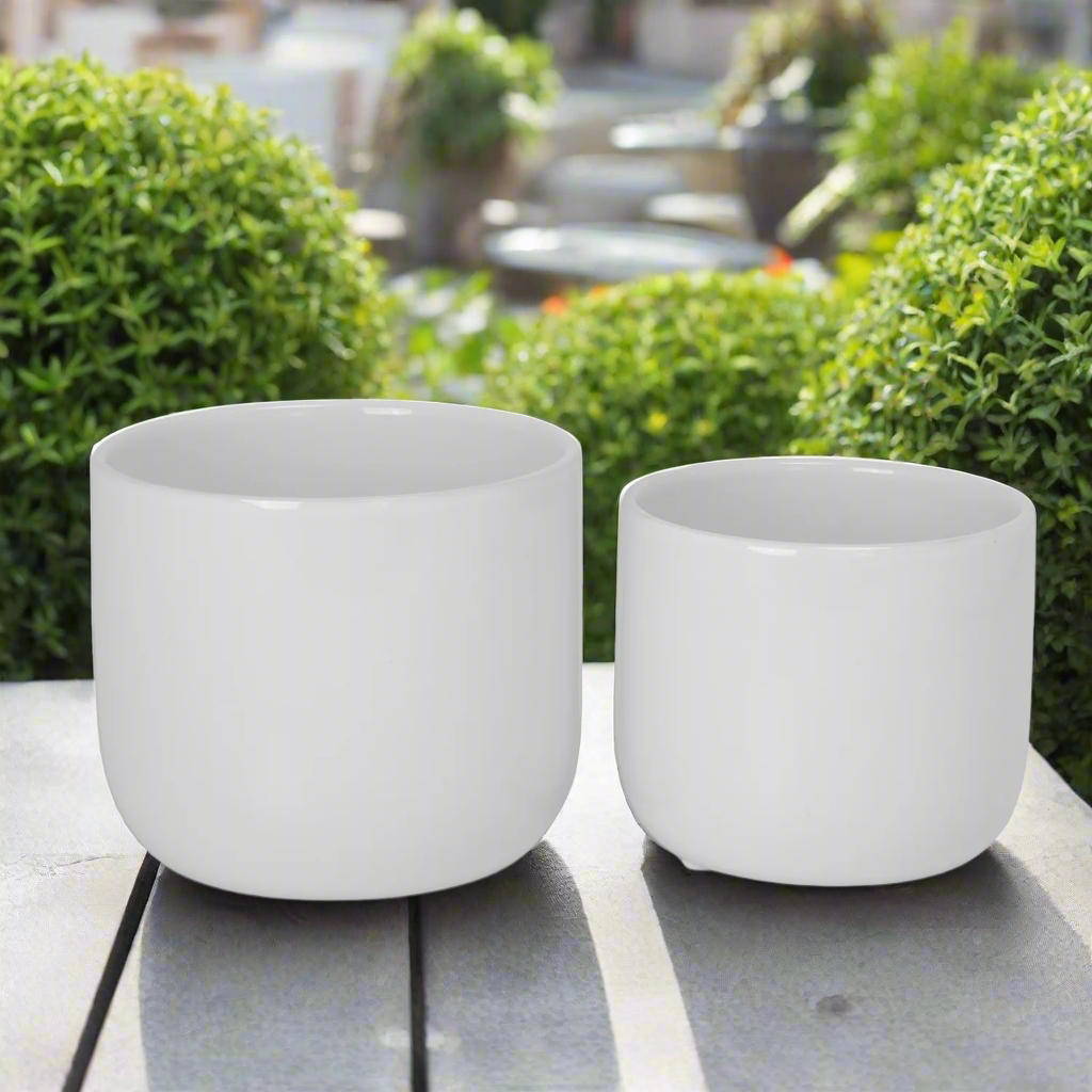 Orvane Gloss White Planter Set (Set of 2)