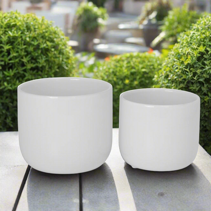 Orvane Gloss White Planter Set (Set of 2)