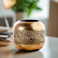 Olea Metal Round Candle Holder with Banded Pinhole Pattern