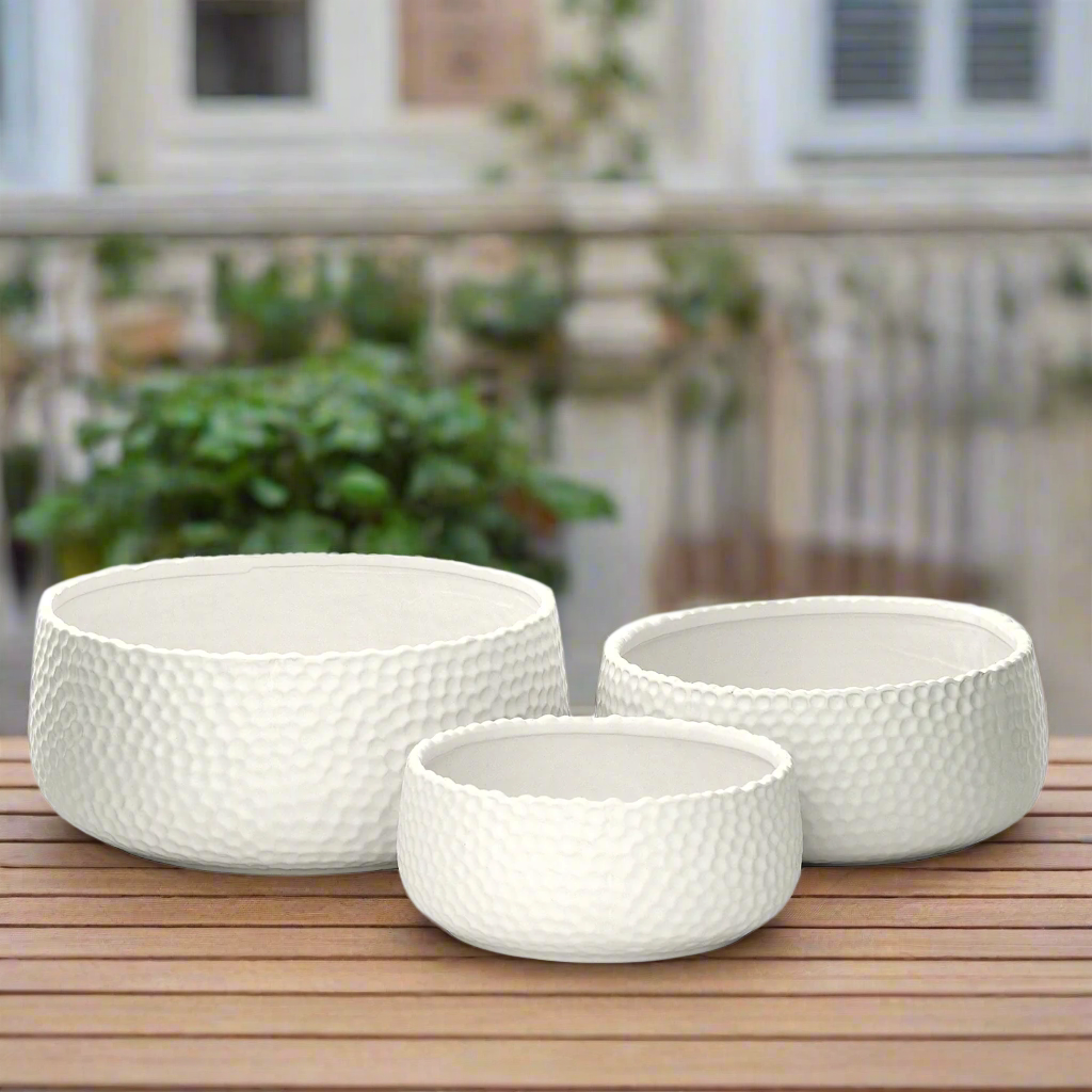 Zyros Hammered Ceramic Planter Set (Set of 3)