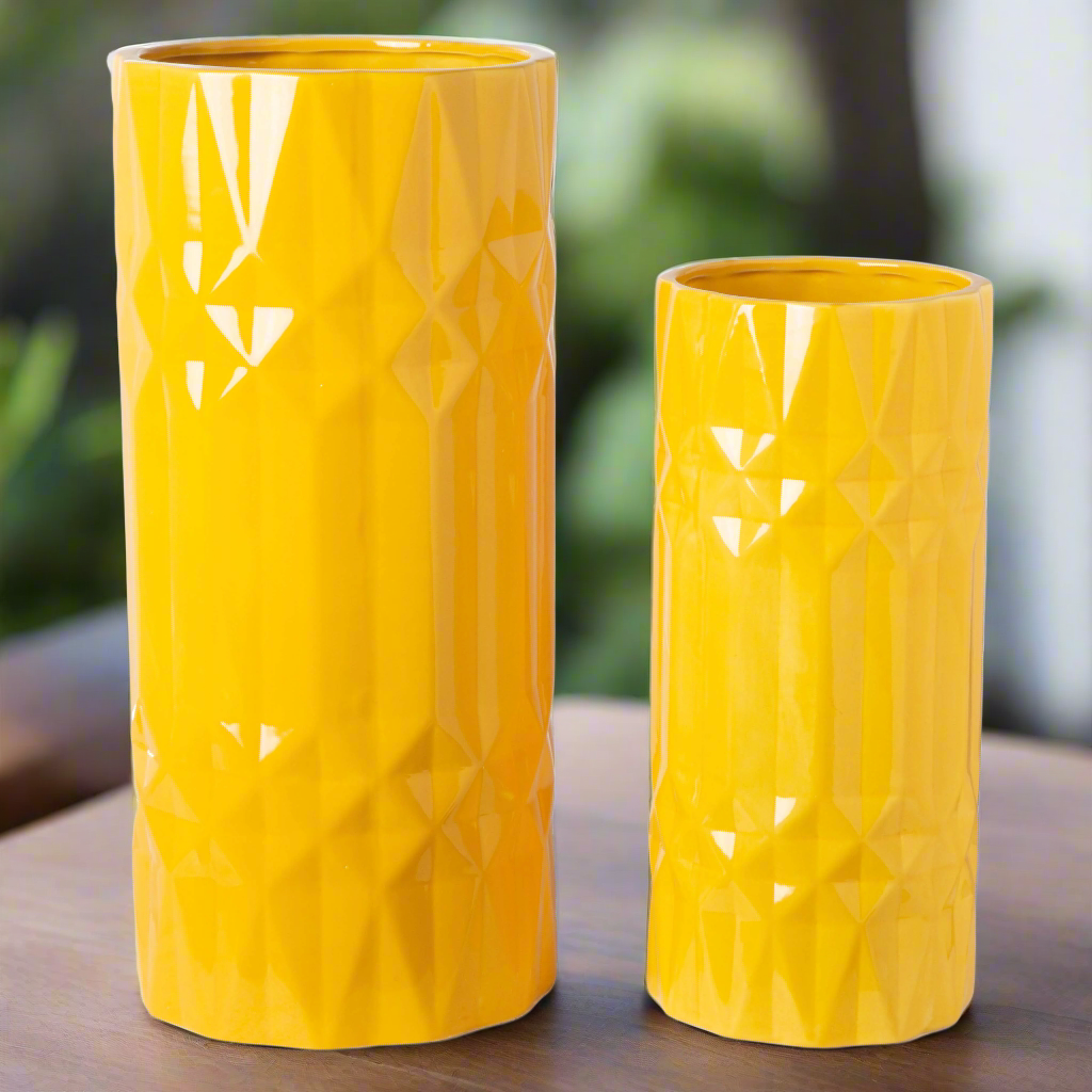 Priya Ceramic Tall Round Planter/Vase Set (Set of 2)