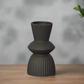Veridia Ceramic Round Vase with Trumpet Mouth and Debossed Line Column Design
