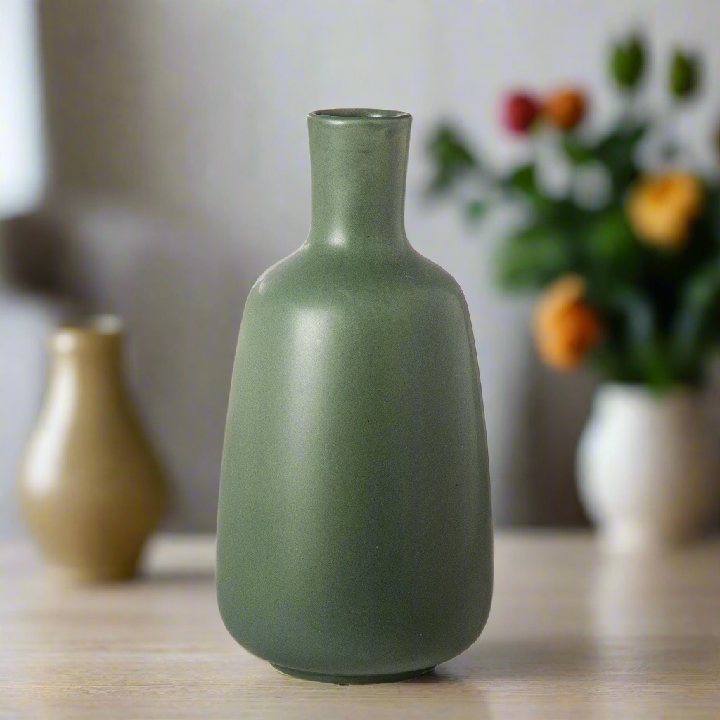 Candice Ceramic Round Bellied Vase with Short Neck Design
