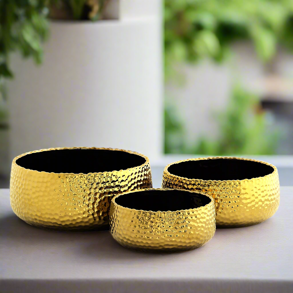 Zyros Hammered Ceramic Planter Set (Set of 3)